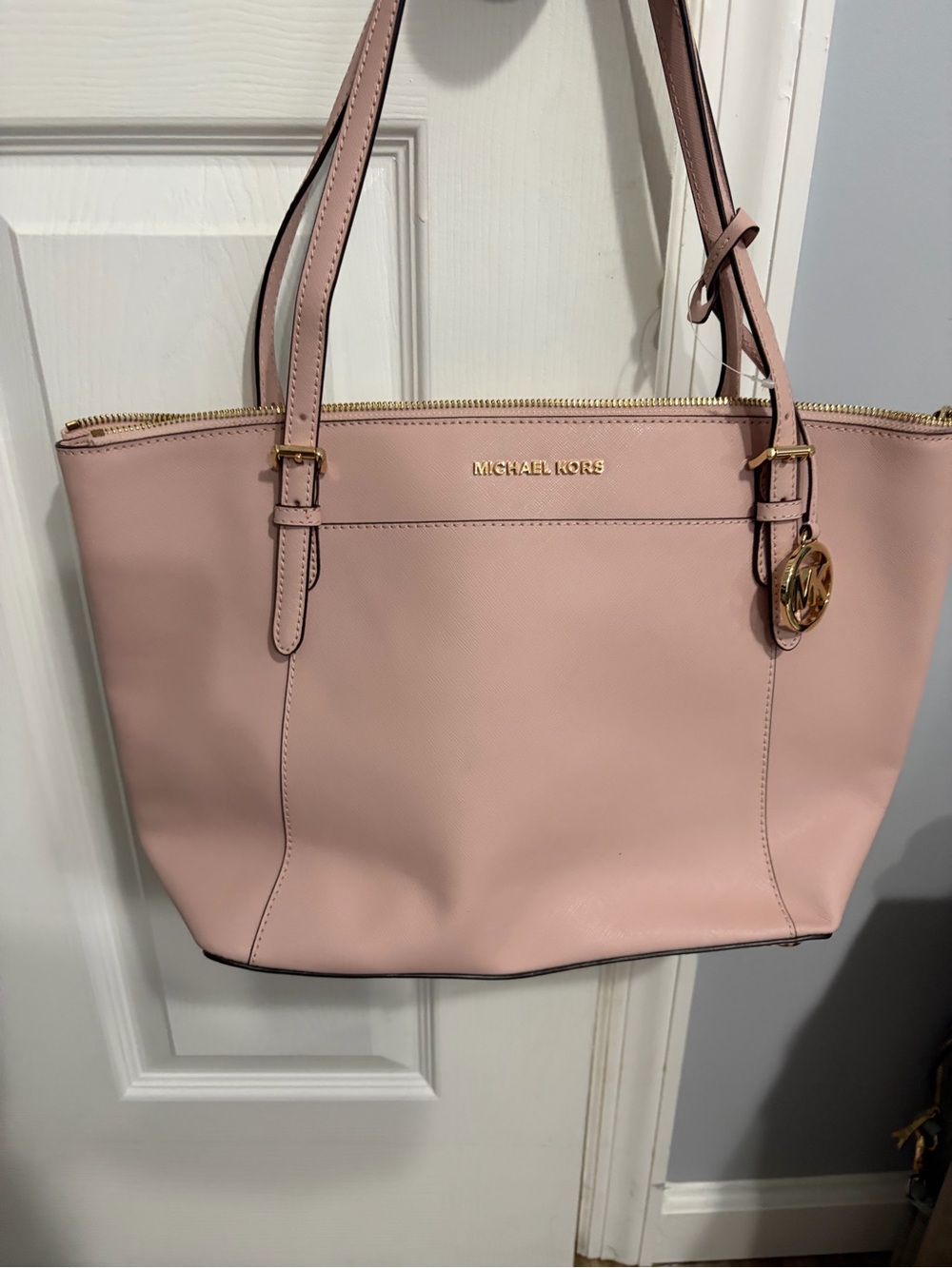 Michael Kors Blush Pink Leather Tote with Gold Hardware